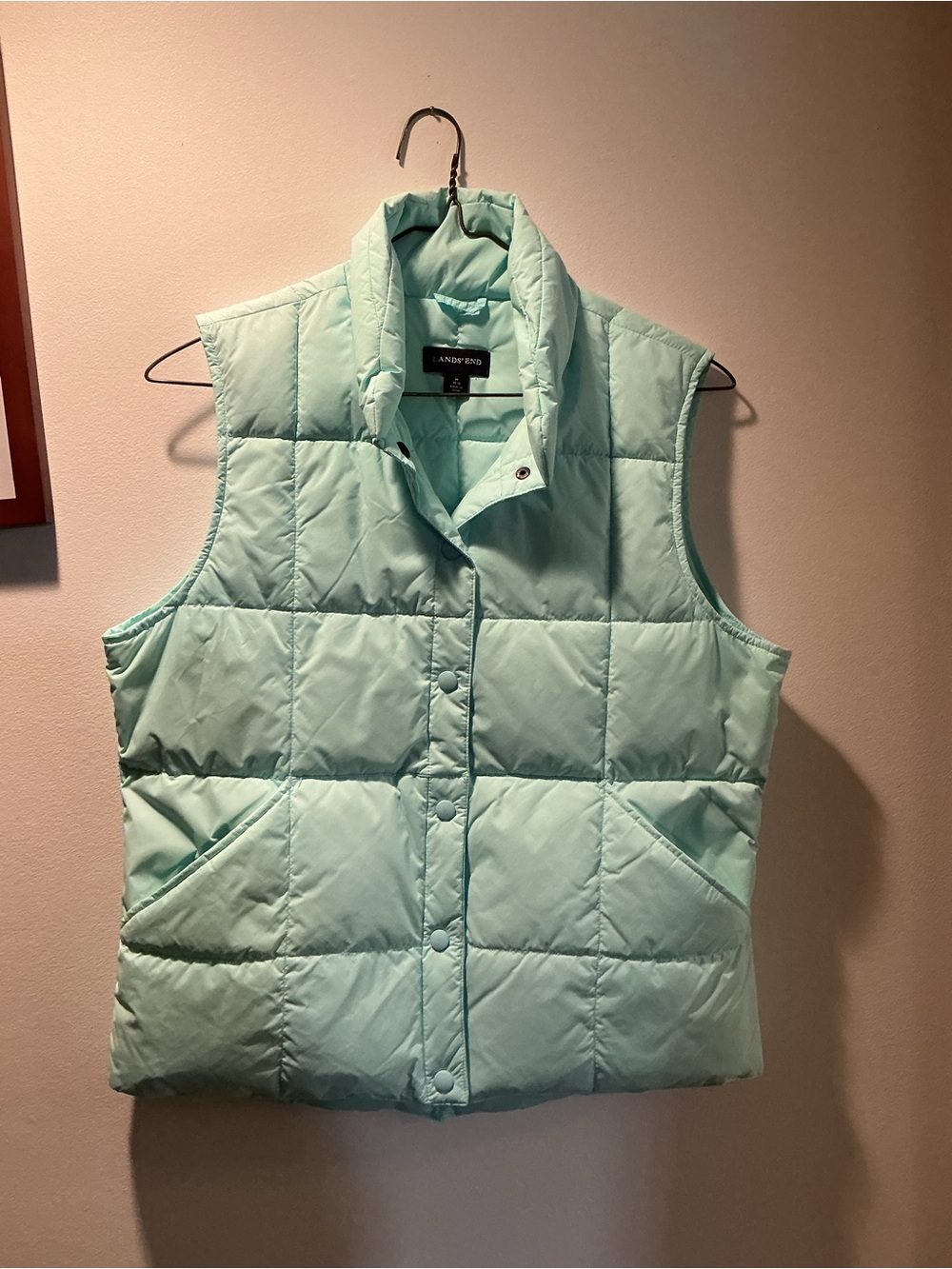 Lands' End Women's Quilted Mint Green Puffer Vest